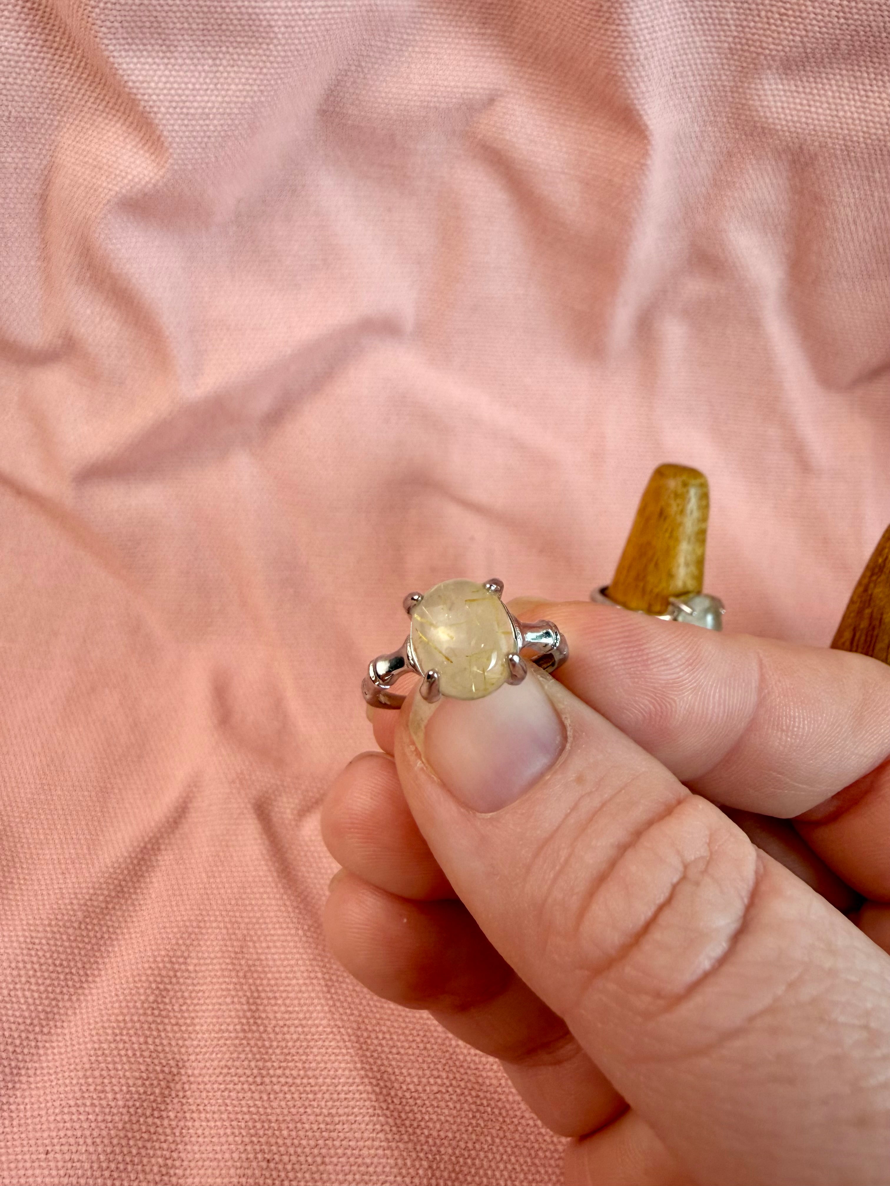 Rutile Quartz Sterling Silver Ring