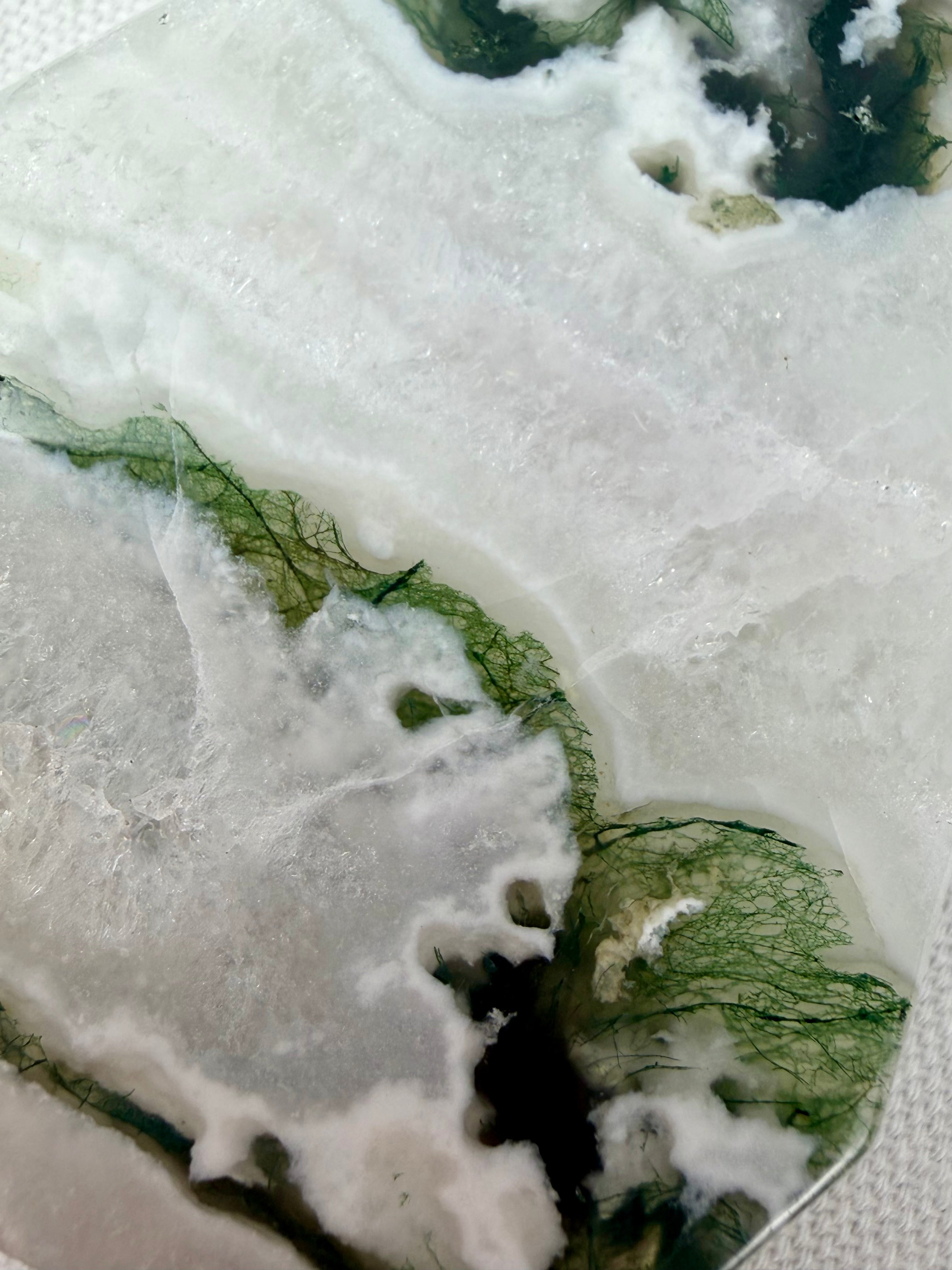 Moss Agate Standing Teardrop || Flame