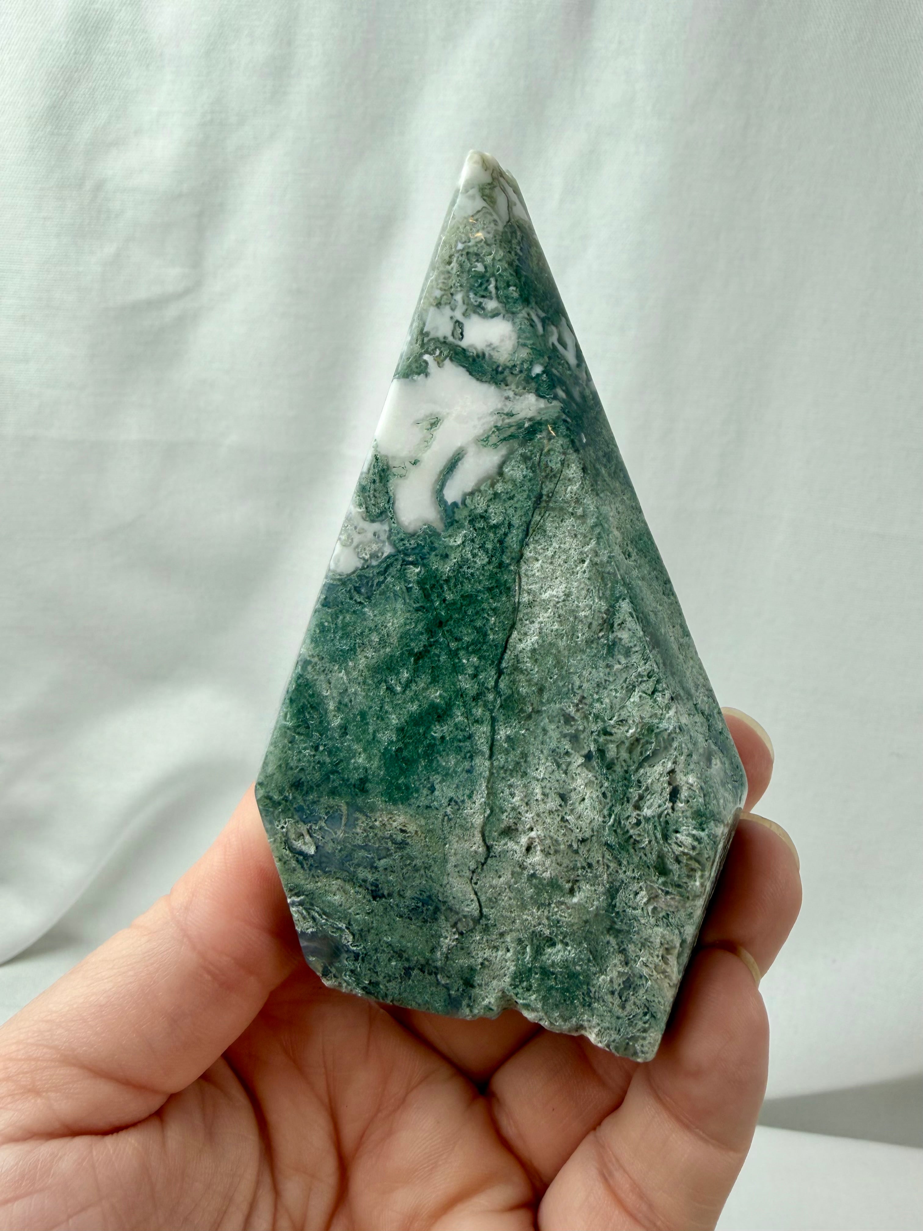 Moss Agate Standing Teardrop || Flame