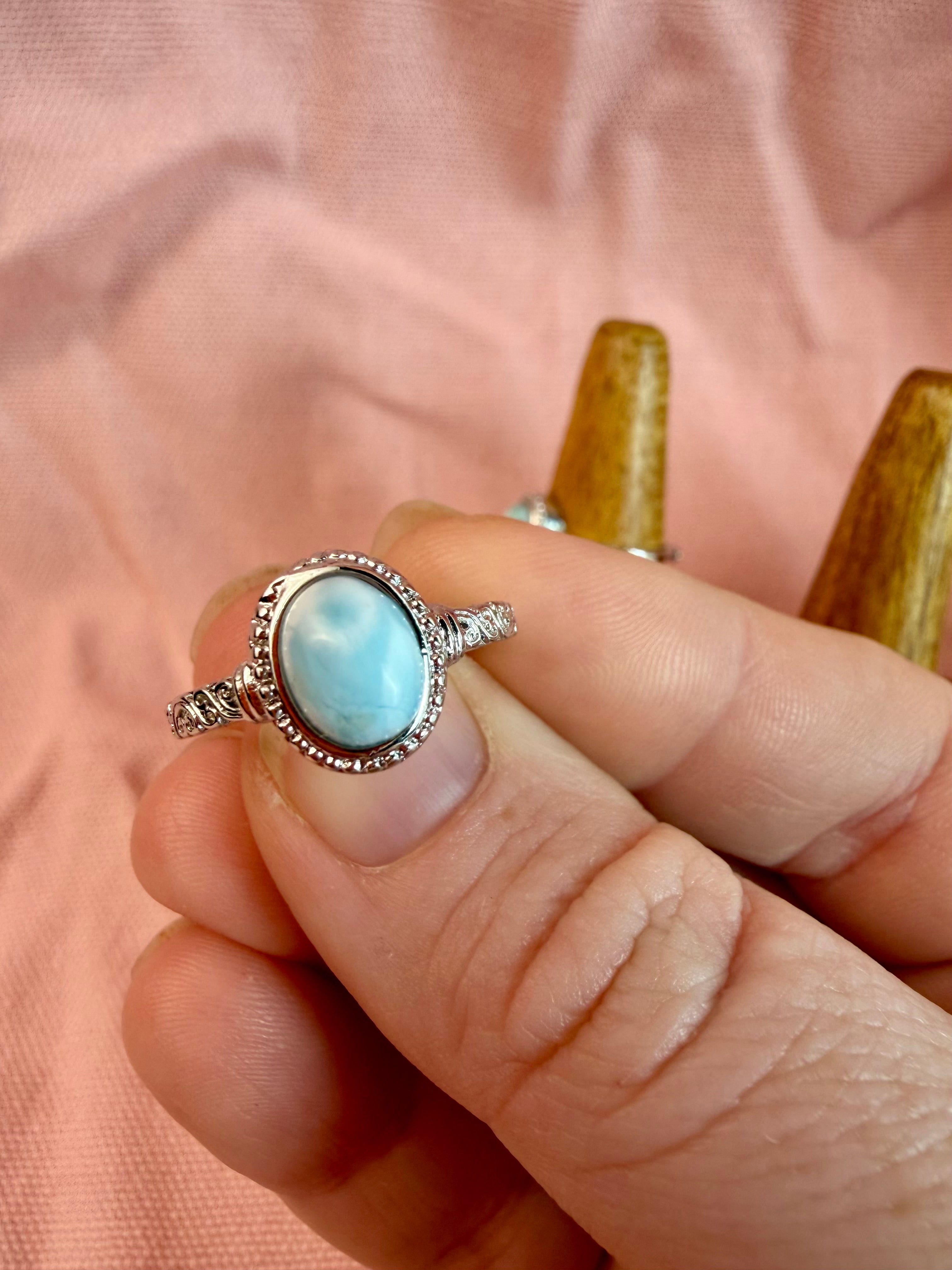 Larimar Sterling Silver Ring