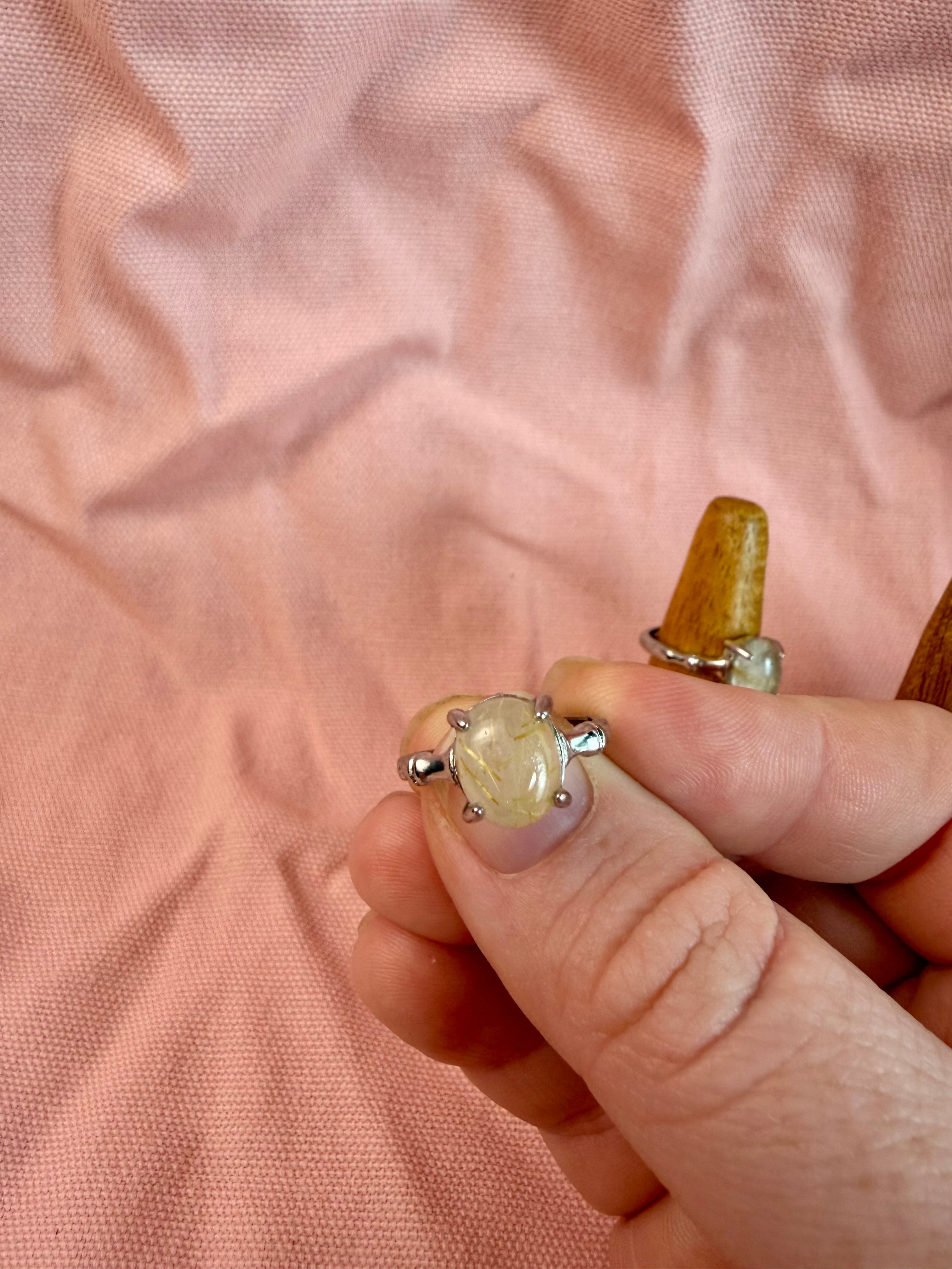 Rutile Quartz Sterling Silver Ring