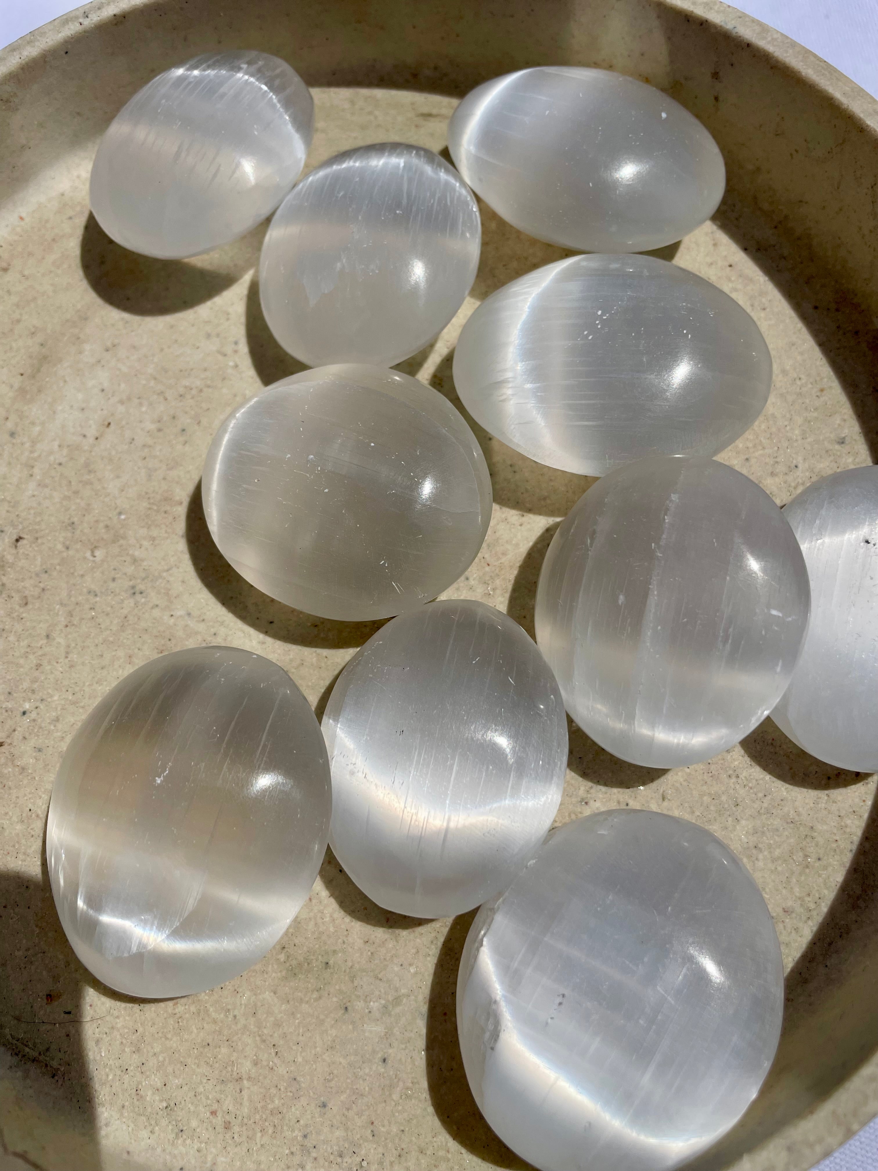 Selenite Palm Stone