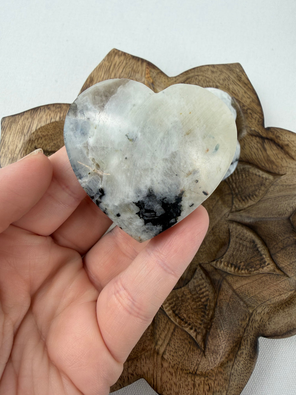 Rainbow Moonstone Puffy Hearts