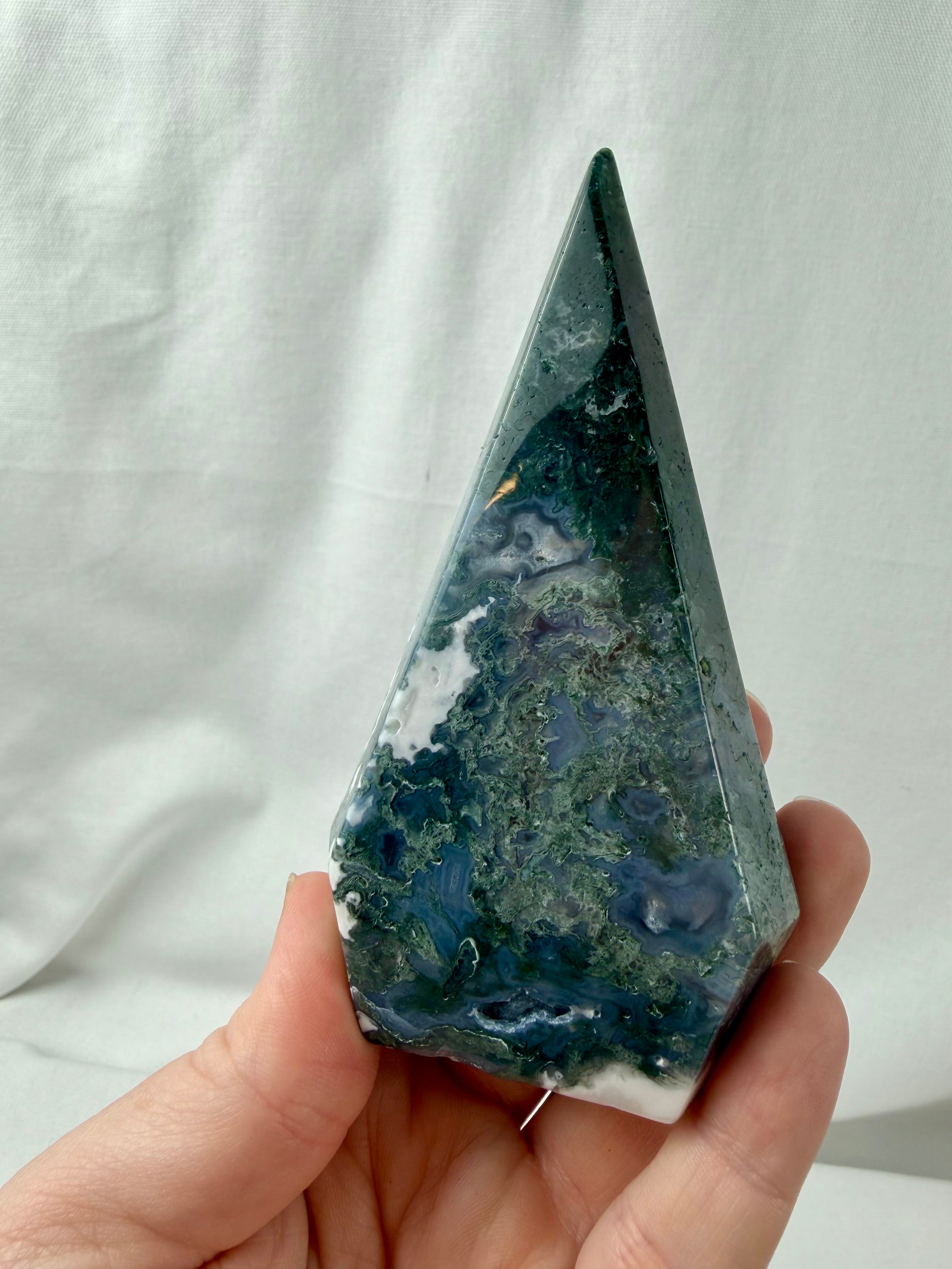 Moss Agate Standing Teardrop || Flame