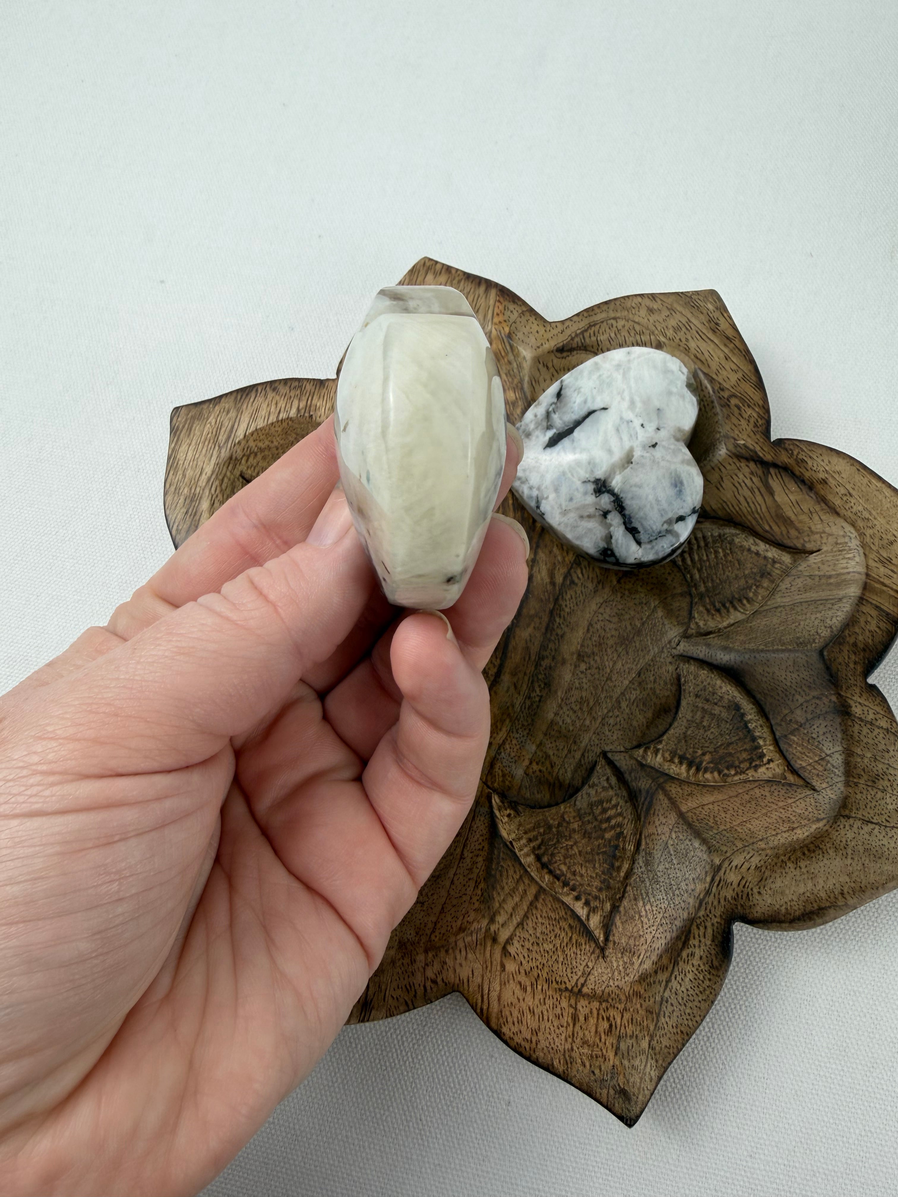 Rainbow Moonstone Puffy Hearts