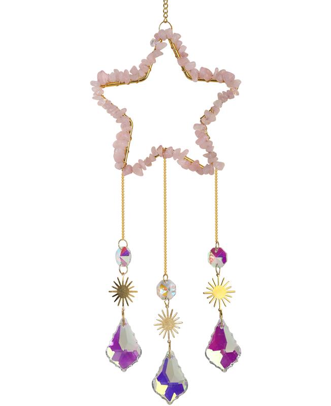 Rose Quartz Star Crystal Suncatcher