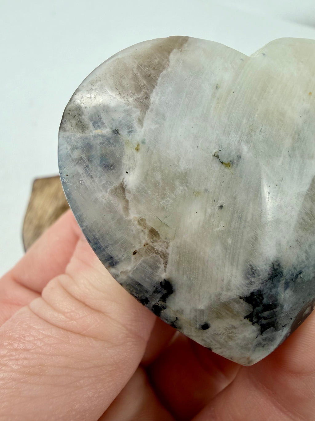 Rainbow Moonstone Puffy Hearts