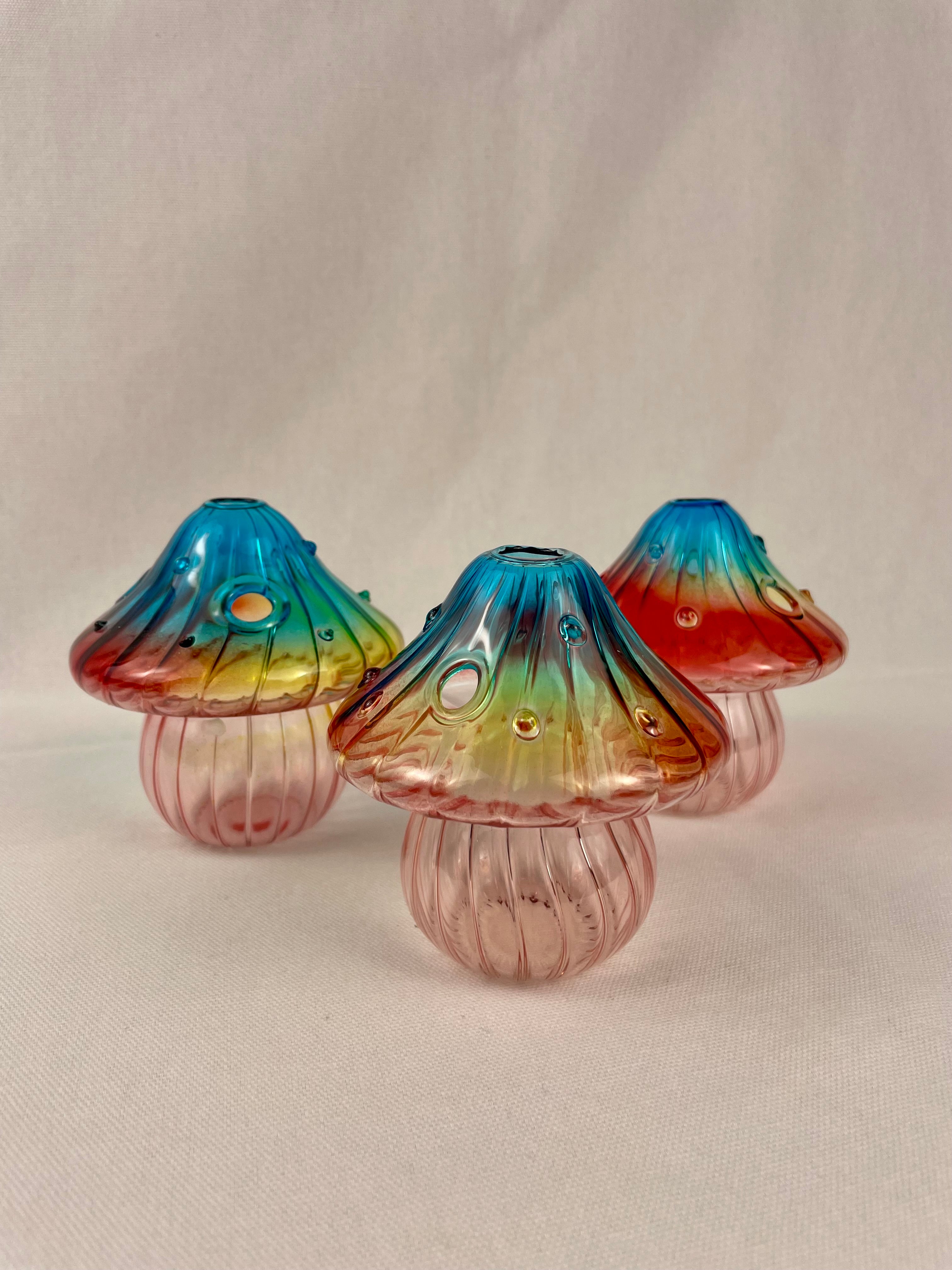 Colourful Glass Mushroom Propagation Vase