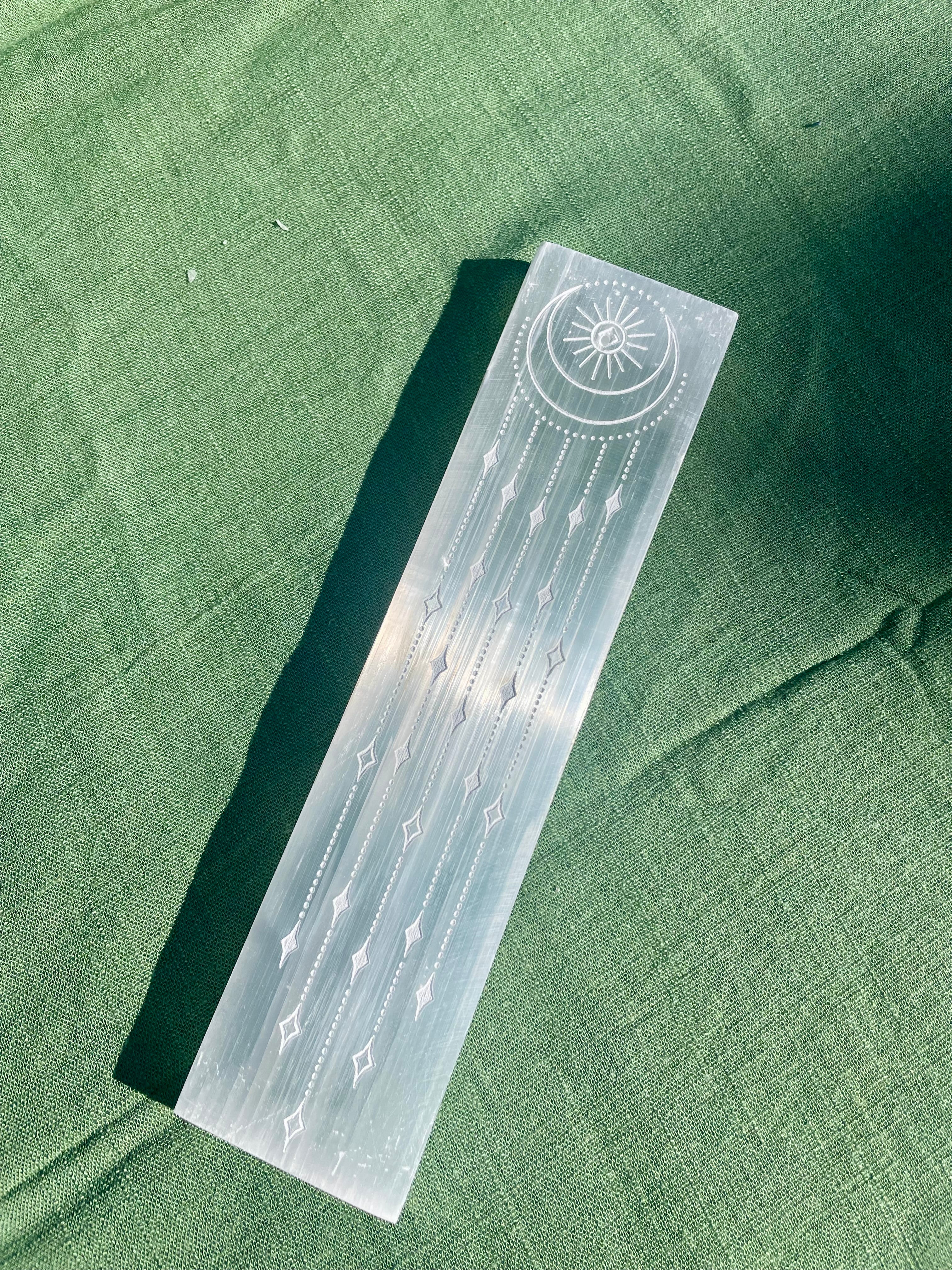 Selenite Engraved Incense Bar